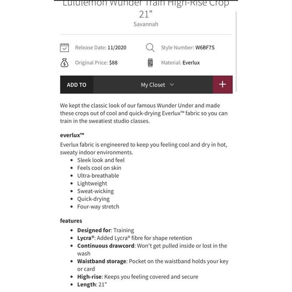 Lululemon Wunder Train Highrise crop leggings, Savannah red, Size 6 B159 - Picture 2 of 9